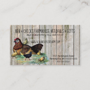 Visita Hen & Chicks Rústica Farmhouse Style Tarjeta de vi