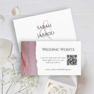 Visita Hermosa tarjeta web de Boda QR rosa