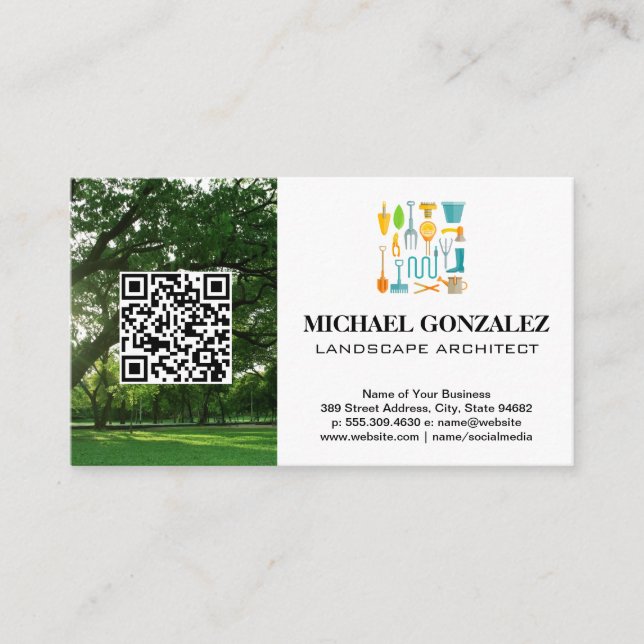 Visita Herramientas de jardín | Apaisado | Tarjeta de vis (Anverso)