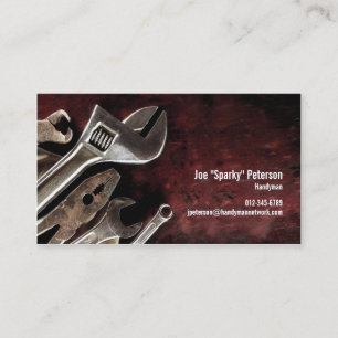 Visita Herramientas variadas Maroon Handyman tarjeta de p