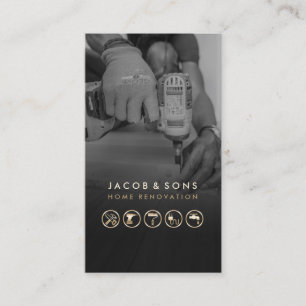 Visita Hogar Renovación Iconos de oro Tarjeta de presenta