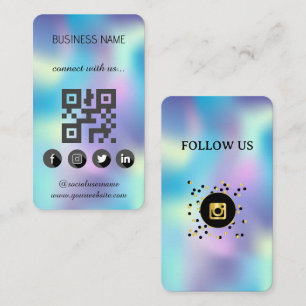 Visita Holografía - Social Media QR Code Tarjeta de prese