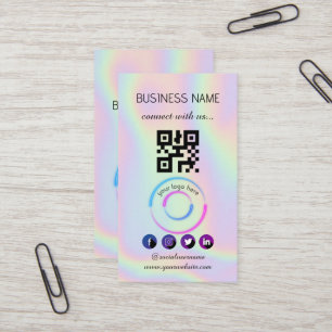 Visita Holografía - Social Media QR Code Tarjeta de prese