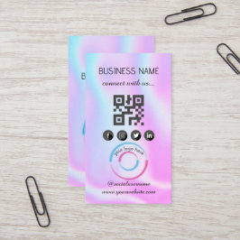Visita Holografía - Social Media QR Code Tarjeta de prese