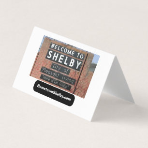 Visita HometownShelby.com Tarjeta de presentación doblada