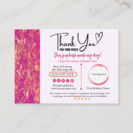 Visita Hot Pink Gold Gracias Tarjeta De Negocios