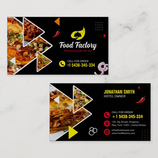 Visita Hotel, Restaurante, Cafetería, Tarjeta de presenta (Anverso / Reverso)