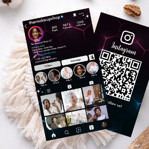 Visita Influencer de Instagram Código QR Negro Tarjeta de