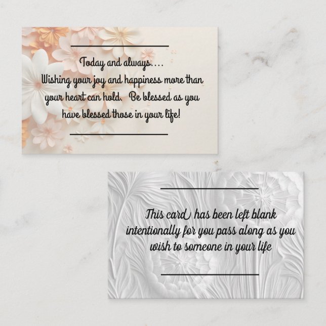 Visita Inserción de tarjeta - Saludo general con un TWIST (Anverso / Reverso)