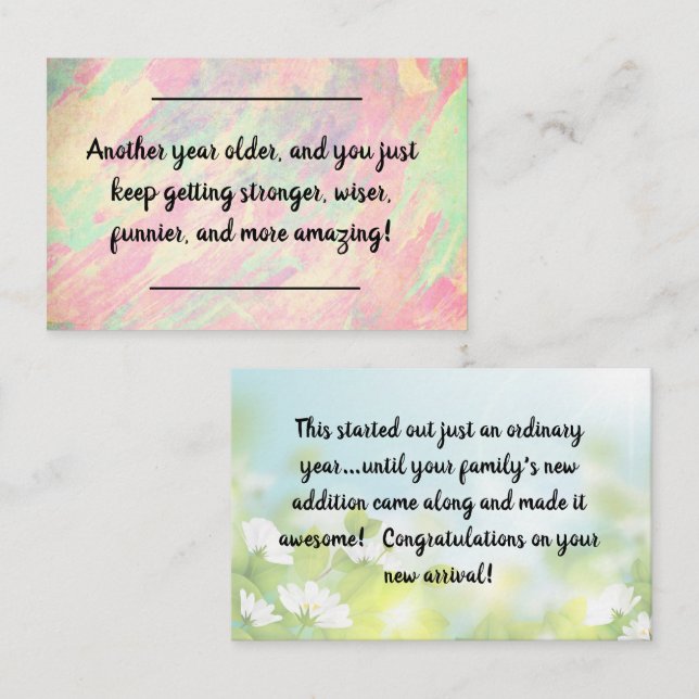 Visita Inserción de tarjeta -Saludos de cumpleaños! (Anverso / Reverso)