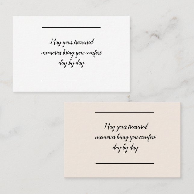 Visita Inserción de tarjeta - Simpatía - Condolencia (Anverso / Reverso)