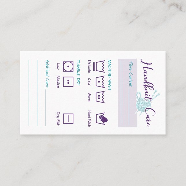 Visita Instrucciones de lavado de la tarjeta de cuidado d (Anverso)