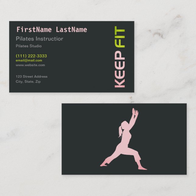 Visita Instructor de Pilates Fitness en tarjeta de presen (Anverso / Reverso)