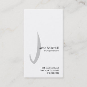 Visita J Letra Alphabet tarjeta de presentación gris
