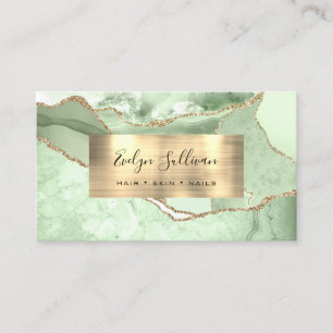 Visita Jade Green y Gold Agate Tarjeta de Negocios