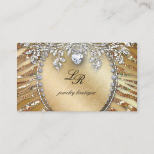 Visita Jewelry Zebra tarjeta de negocios Gold Sequins Hea