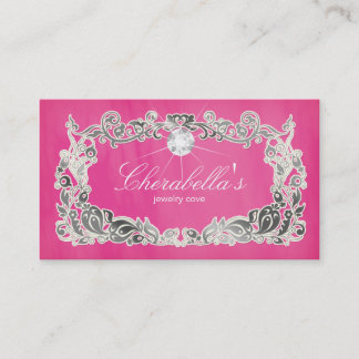 Visita Joyería Tarjeta de Negocios Floral Diamantes Plata