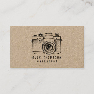 Visita Kraft Sketch Camera Photographer Tarjeta de presen
