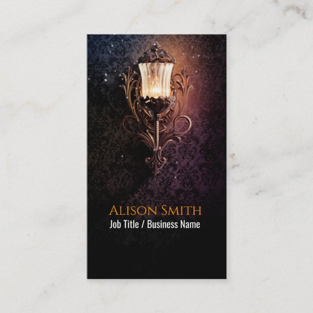Visita Lámpara genérica con tarjeta de negocios de luciér (Anverso)