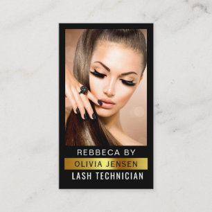 Visita Lash Tech Golden Y Black QR Code Tarjeta De Negoci