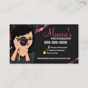 Visita Lente para fotógrafos rosa y negro Tarjeta de pres