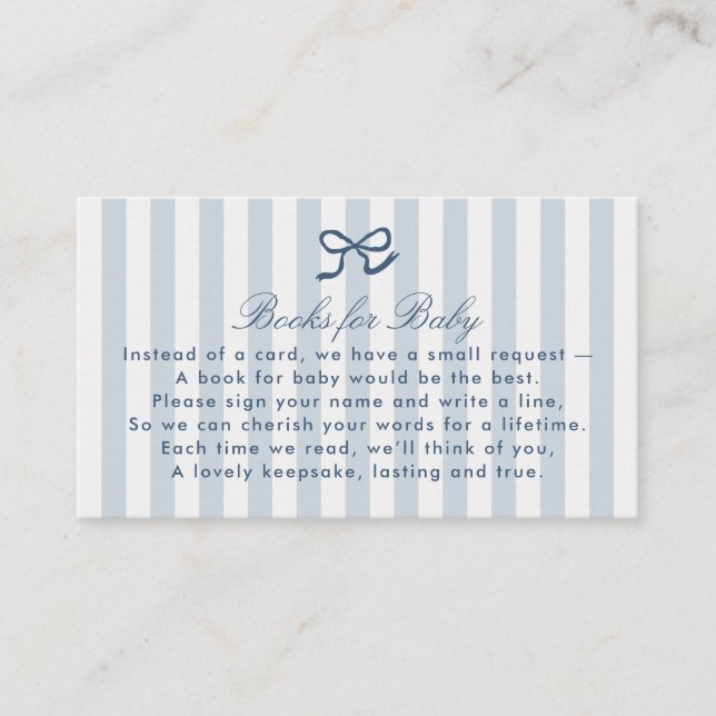 Visita Libros Blue Bow & Stripes para tarjeta de cierre p (Anverso)