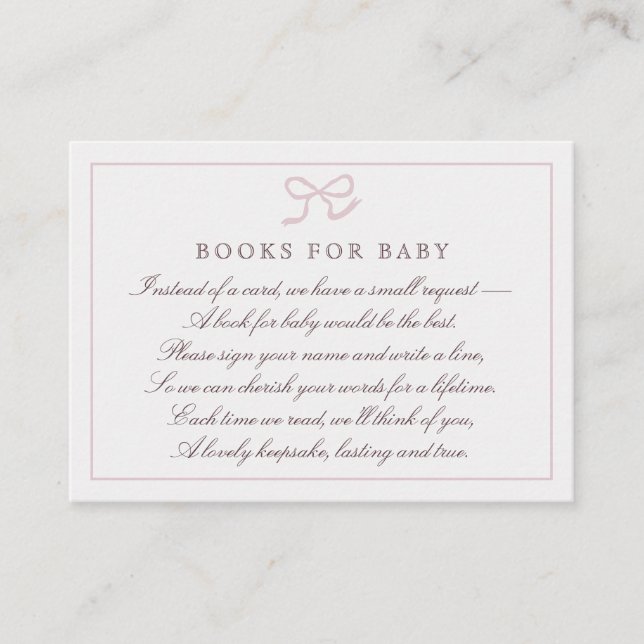 Visita Libros PInk Bow & Stripes para tarjeta de envoltur (Anverso)