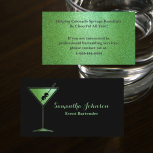 Visita Lime Green Purpurina Evento Bartender tarjeta de v