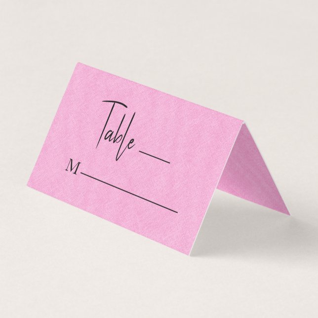 Visita Lino rosado simple guión negro Boda tarjeta de pla (Anverso)