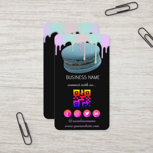 Visita Logo Bakery - Código QR de redes sociales Tarjeta  (Anverso/Reverso In Situ)