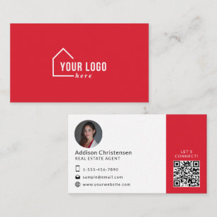 Visita Logotipo de bienes raíces rojas Foto Tarjeta de pr