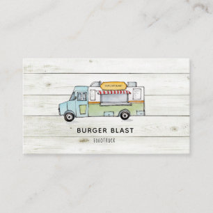 Visita Logotipo de Food Truck de madera rústica Tarjeta d
