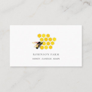 Visita Logotipo de la granja de abejas con miel Tarjeta d