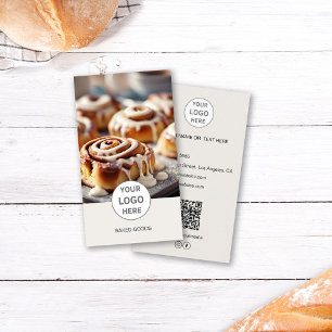 Visita Logotipo de panadería Foto Código QR Tarjeta de vi