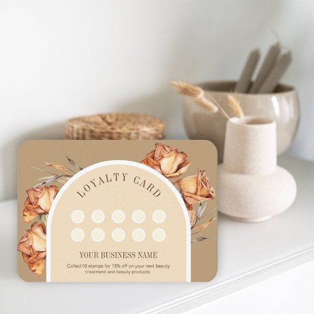 Visita Logotipo de personalizado Retro Arch Rosa Tarjeta  (Custom Logo Retro Arch Rose Discount Loyalty Card)