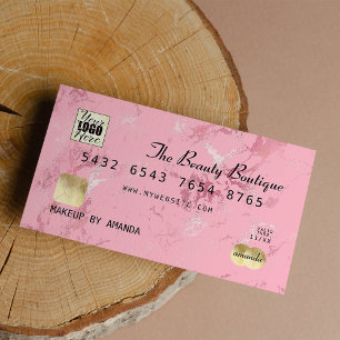 Visita Logotipo de tarjeta de crédito rosa Rose Gold Marb