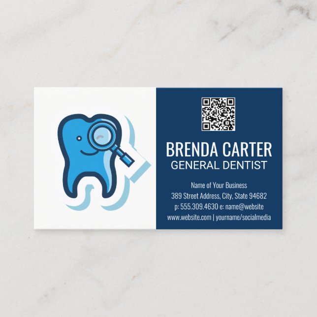 Visita Logotipo dental | Tarjeta de presentación de códig (Anverso)