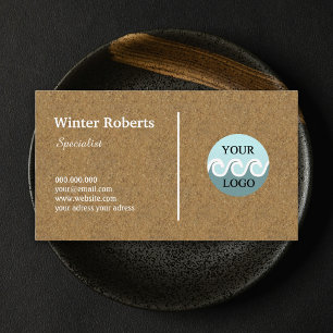 Visita logotipo minimalista kraft cork wood tarjeta de ne