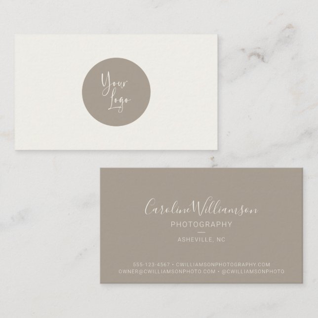 Visita Logotipo moderno Boho Taupe Tarjeta de presentació (Anverso / Reverso)