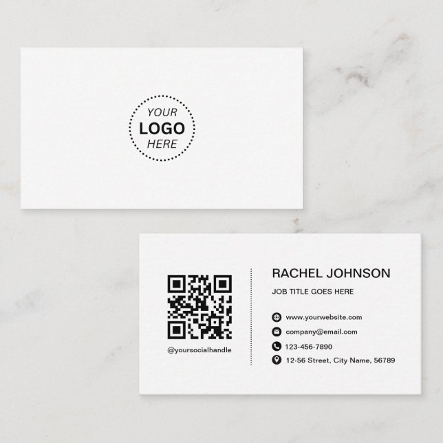Visita Logotipo profesional Código QR Tarjeta de presenta (Anverso / Reverso)