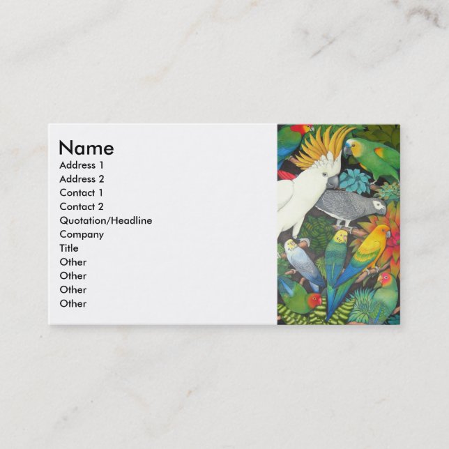 Visita Loros y tarjeta del perfil de Bromeliads (Anverso)