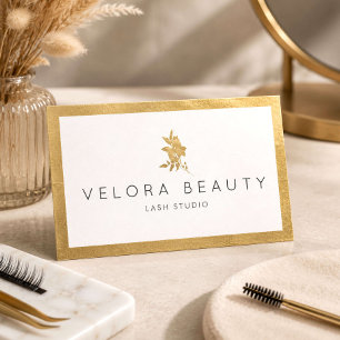 Visita Lujo Tarjeta de Belleza Floral Dorada para Artista