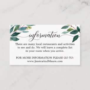 Visita Luna de miel y tarjeta de información