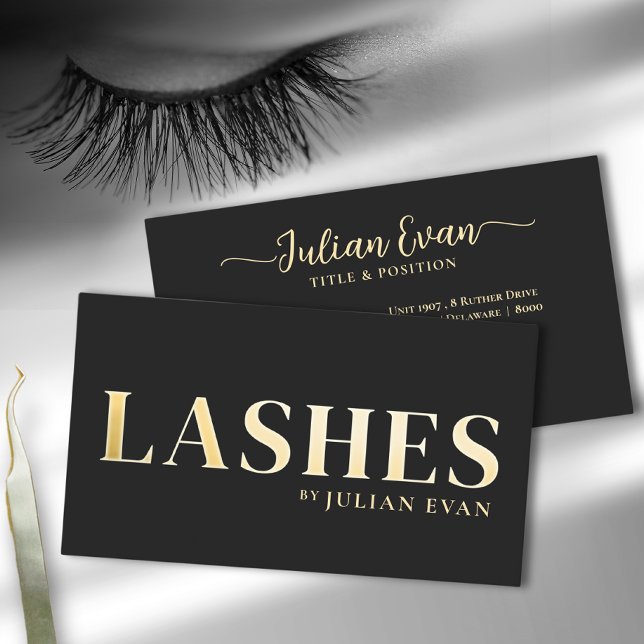 Visita Luxe Black Gold Lash Technician Tarjeta de Negocio (Subido por el creador)