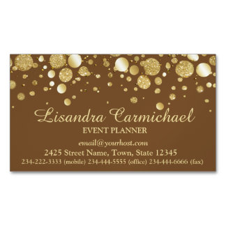 Visita Magnética Confetti Relieve metalizado dorado En Tarjeta De N