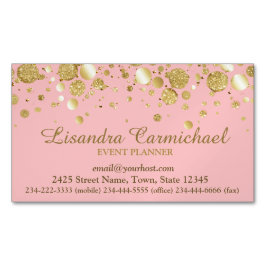 Visita Magnética Confetti Relieve metalizado dorado En Tarjeta De N