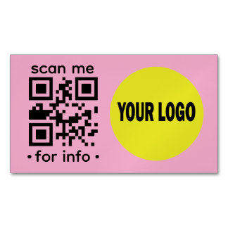 Visita Magnética Tarjeta de código QR editable Logo Moderno Rosa Ne
