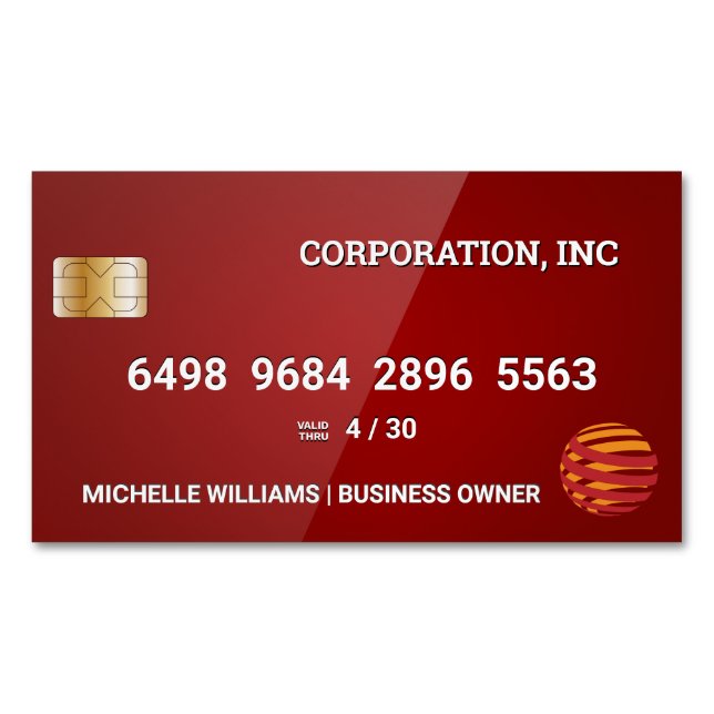 Visita Magnética Tarjeta de crédito | Rojo brillante (Anverso)