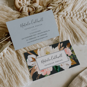 Visita Magnolia elegante   Tarjeta de presentación en bla