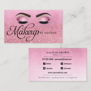 Visita Makeup Artist Luxury Rosa Red Glam Tarjeta de Nego